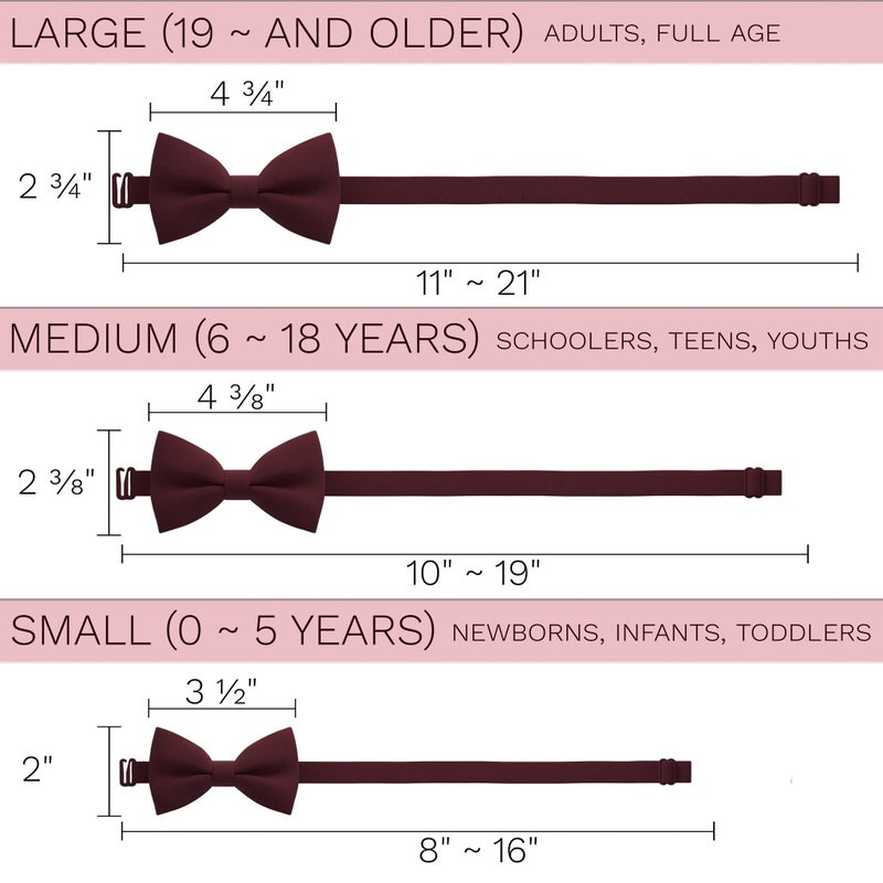 Bow Tie House Burgundy Mens Bow Tie for Maroon Men Bow Ties Gabardine Material for Adults Big Bowtie, Men Bowties Formal Pre-Tied Fabric Clip on Shape in Solid Handmade Colors for Prom & Wedding (Large, Burgundy) - Image 4